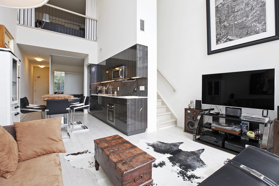 Liberty Village Loft for sale Toronto Hanna Avenue Living room 3