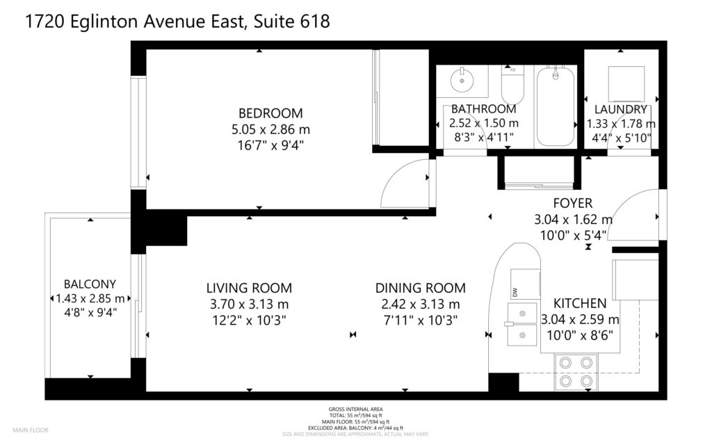 Floor plan for 1720 Eglinton Ave E #618