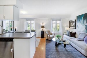 54 East Liberty St #1030 view of the open concept living and dining room with kitchen counter in the foreground